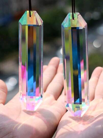 2pcs 76mm Sunshine Catchers Prism Pendant, Suitable For Windows, AB Crystal Rainbow Maker Garden Hanging Sunshine Catcher Decor (76mm)