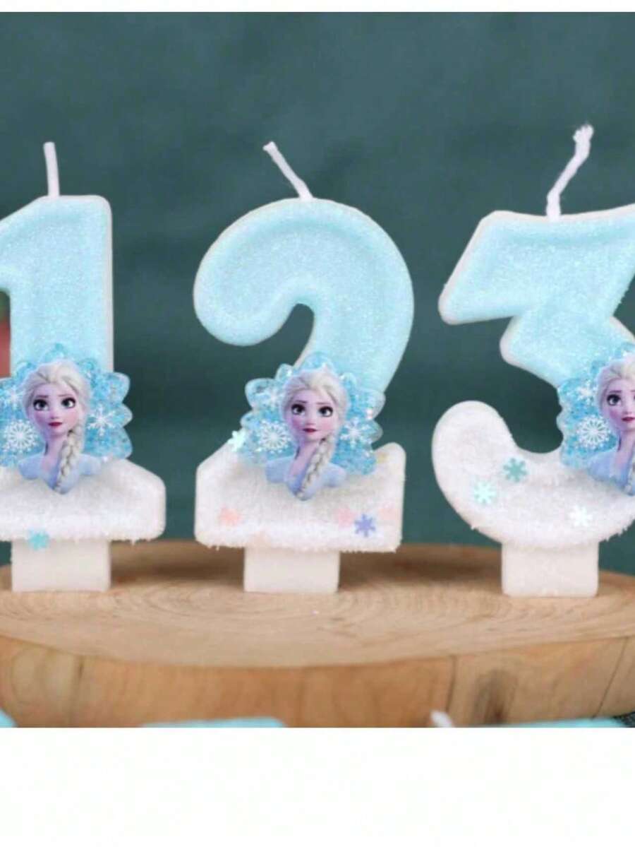 艾莎公主系列生日蜡烛，派对氛围蜡烛，生日派对礼物，0-9数字生日蜡烛 - 彩色 - 查看 1