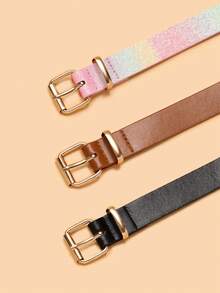 3pcs Women's New Waist Belt, High Quality PU Leather Belts For Jeans, Dresses, Student Waist Belts - Black and White - View 3