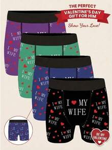 Calzoncillos bóxer con estampado de labios rojos para hombre, 1 pieza, tejido de poliéster suave y transpirable, elasticidad media, ropa interior cómoda para casa, deportes, running, ideal como regalo de San Valentín. - Negro - Ver 1