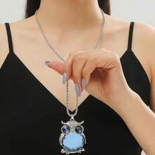 1 chiếc móc khóa dài bằng hợp kim, kiểu dáng thanh lịch, lấp lánh, sang trọng, đính đá toàn bộ, kiểu cổ điển, chất liệu Hàn Quốc. - Bạc - Xem 4