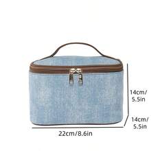 New Rhinestone Denim Handheld Makeup Bag, Portable Large Capacity Toiletry Bag, Fashionable High-End Organizer Bag, Suitable As Valentine's Day Gift, Wedding Gift - Multicolor - View 7