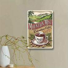 2D Flat, Vintage "Mountain Mist Coffee" Metal Sign - 7.8"X11.8" Rustic Iron Wall Art With Coffee Cup, Mountain Landscape & Palm Trees - Indoor/Outdoor Decor For Kitchen, Garden, Porch, Office, Cafe - Unique Gift For Father's Day, Mother's Day, Holidays, Coffee Bar Decor, Home Decoration, Farmhouse Style, Highquality Print, Decorative Plaque, Home Decorators, 2D Flat - White - View 1