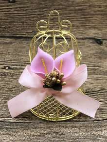 1pc European Style Gold Hollow Iron Bell Wedding Candy Box, Bird Cage Shaped Metal Tin Box, Wedding Supplies & Favors - Multicolor - View 8