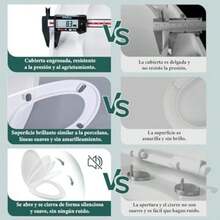 Asiento Elongado para WC Asiento para Inodoro de Cierre Lento y Silencioso Tapa para Retrete Económico Toilet Seat Residencial Tapa de Baño WC Universal Taza de Inodoro Alargado para Sanitario 46*36cm(default) - Multicolor - Ver 5