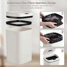 Senmeo 1PC Smart Detector Trash Can, Touchless Wastebasket,  Auto On/Off, Sealed With Lid For Odor Prevention, Silent Shutoff, Multiple Capacity Options (12/16L), Ideal For Kitchen, Bathroom, Living Room, Office - Battery Operated (AA), No Batteries Included - 白色 - 查看 8