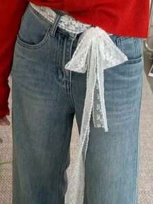 1PC Lace Ribbon Scarf Belt Fancy Long Lace Scarf Belts For Women Waist Belts For Jeans Floral Bow Waistband Tie Belt Women's Streetwear Accessories