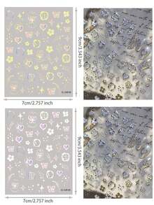 2 Pieces Of Valentine's Day Embossed Nail Art Stickers Y2K Retro European Hot Stamping And Hot Silver Masonry Enamel Butterfly And Flower Shooting Star Love Art Pattern Y2K Nail Art Decoration Stickers Suitable For Nails/Mobile Phone Cases/Book Packaging Girly Heart Nail Art Design Holiday Gift DIY Handmade Decoration Stickers - Multicolor - View 14