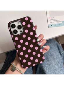 Ốp điện thoại màu nâu cổ điển chấm bi hồng, bền chắc - Tương thích với các dòng điện thoại 17, 16, 15, 14, 13, 12, 11 Pro Max - Bảo vệ mạnh mẽ - Nhiều màu - Xem 4