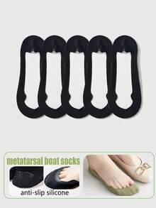 2/5/7 Pairs Women's Multi-Color Heel Cushion Boat Socks, Thin Ankle Socks For High Heels, Non-Slip, Invisible, Versatile For Daily Wear, Spring/Summer/Autumn - Multicolor - View 17