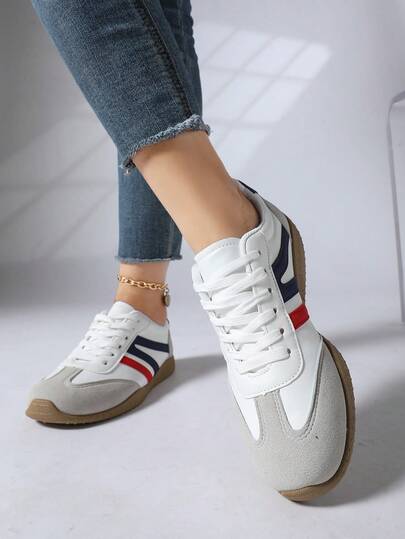 Women's Multifunctional Fashion Casual Shoes, Flat Non-Slip Lace-Up Round Toe Casual Sneakers, Daily Match Shoes, Casual Shoes Size 36-42, Fashionable Minimalist Training Shoes