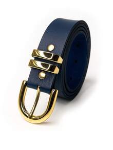 Women's Belt With Buckle, Gold, Casual, Sexy, Elegant, PU Leather, Metal Buckle 2026 - 藏蓝色 - 查看 8