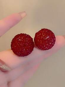 CVNANA 1 Đôi bông tai đính đá giả pha lê tròn thanh lịch, quyến rũ, kiểu dáng độc đáo màu đào, thích hợp làm quà tặng ngày lễ, quà tặng Ngày Valentine, bông tai năm mới, phù hợp cho các dịp thường ngày, công sở, đám cưới hoặc tiệc tùng, mọi mùa. - B - Xem 16