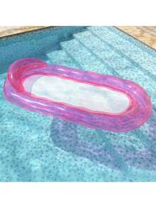 1pc Inflatable Transparent Wavy Floating Lounge Chair, Foldable Portable Backrest With Mesh Hammock, Adult Water Leisure Accessory, Suitable For Beach, Pool Party, Pool Float, Beach Essential - Wave Pearl Powder - View 4