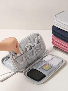 1 pieza Bolsa de almacenamiento de nailon multifuncional, organizador de cables digitales, bolsa organizadora de accesorios electrónicos portátiles, adecuada para disco duro externo, batería portátil, auriculares y cargadores, fundas de teléfono, auriculares inalámbricos, auriculares Bluetooth, auriculares supraaurales, auriculares, adecuada para uso empresarial, viajes, escuela, universidad, oficina, útiles escolares, esenciales de vuelta a la escuela - Multicolor - Ver 8