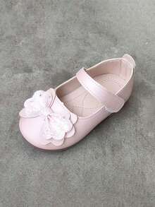 1 Pair Toddler Girls' Cute Princess Leather Shoes, Infant Baby Non-Slip Soft Bottom Walking Shoes, Versatile Children Flat Mary Jane Shoes, Hook And Loop Easy On/Off, Suitable For Spring, Summer, Autumn - Pink - View 2