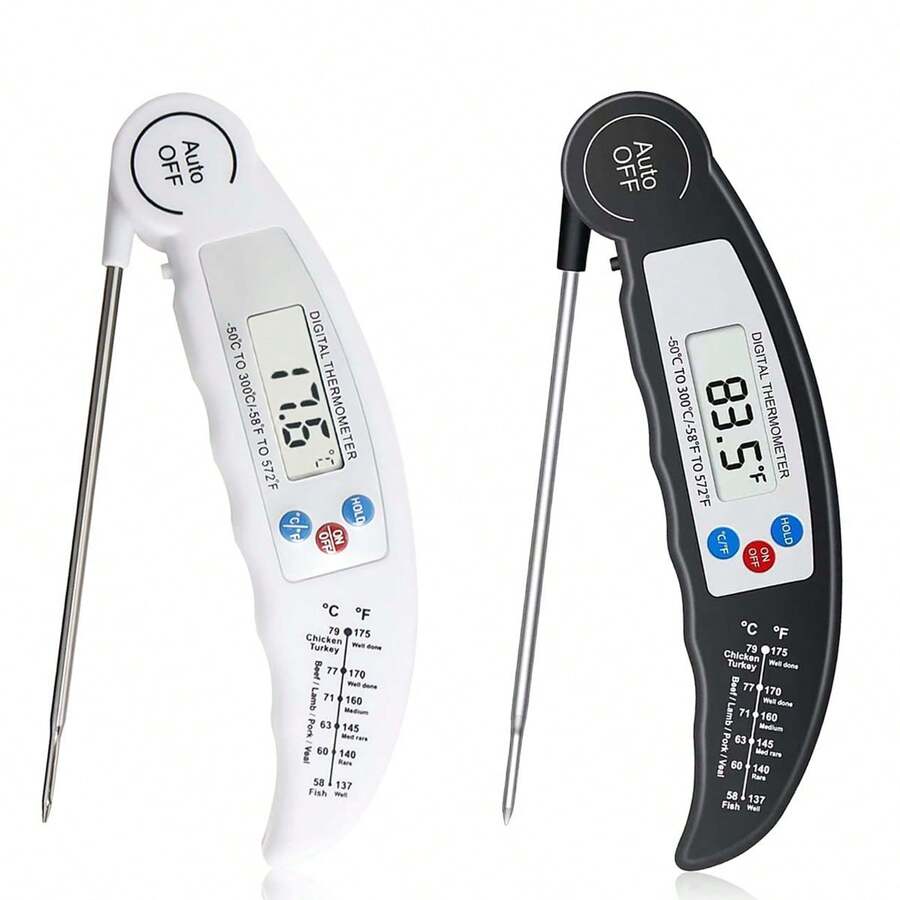Digital Instant Read Food Thermometer, Super Fast Cooking Food Thermometer With Foldable Probe, Calibration Function, Suitable For Meat, Milk, Candy, Grill, Smoker, Kitchen Tool Accessory - Multicolor - View 1
