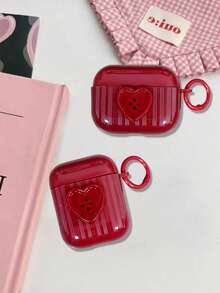 1个红色爱心按钮设计无线蓝牙耳机保护套，兼容苹果1/2/3/4、Pro/Pro2/Pro3 - 彩色 - 查看 2