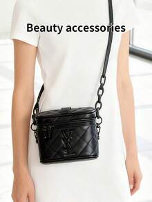 Yves Saint Laurent Black Quilted One Shoulder Bag, Chain Crossbody Bag, Large Capacity, Fashionable Gift For Valentine's Day (Everyday/Party) - Black - View 2