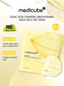 Medicube 4件組 KOJIC 酸與薑黃亮白凝膠面膜，美白修護黑斑、均勻膚色、保濕，輕盈凝膠質地，適合所有膚質，新手友善，女性日常使用，韓系化妝品，禮品 - KOJIC ACID TURMERIC BRIGHTENING - 查看 2