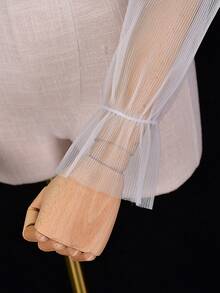 Manches de mariée en organza blanc avec manchettes élastiques, accessoires de mariage - laiteux - Voir 6