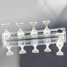 Nail Art Practice Board Displaying Nail Stickers And Practicing Nail Stands. RGW3 - [Gold Chess Pieces + Transparent Base] - View 2