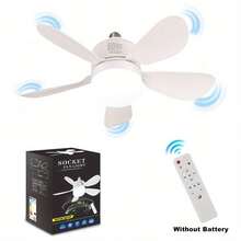 1pc Ceiling Fan With Light And Remote Control, Minimalist 5-Blade Round White Design, E27 Socket Compatible Noiseless Dimmable LED Light, Suitable For Bedroom, Kitchen, Living Room, Balcony Small Bulb/Ceiling Fan - 彩色 - 查看 8