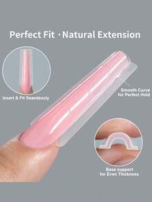 256pcs/Box Almond & Round Nail Extension Mold Set, Sandwich Style With Alignment Guide, Reusable For DIY Quick Nail Extension, 16 Sizes, Transparent Plastic Mold, Suitable For Salon-Level Manicure At Home - Multicolor - View 3