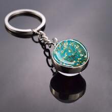 1件梵高罗纳河星夜杏花艺术钥匙扣清新图案弧形玻璃钥匙扣艺术吊坠节日礼物 - 銀色 - 查看 9