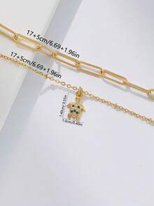 Conjunto de 2 pulseiras femininas, estilo boêmio de verão para praia, corrente básica multicamadas banhada a ouro, corrente com alfinete de , pingente de tartaruga com zircônia cúbica incrustada em cobre, conjunto de pulseiras empilháveis multicamadas, coleção Oceano. Joias para presente. - Ouro amarelo - Ver 7