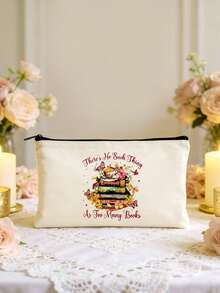 1/2件套 书迷主题创意书籍插画帆布书包，带拉链的铅笔盒套装，印有励志的“你真棒”图案，学院风帆布手提袋套装，适合返校、毕业、旅行、生日、周年纪念、教师节，以及作为感谢礼物送给同学、朋友、学生和老师。 - 米色 - 查看 47