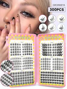 240-300 Pcs Fairy Lashes Volume Mixed Tray Lashes Cluster Kit Fox Eye Eyelashes Natural Look Cluster Lashes Individual Eyelashes Clusters C Curl Wispy Segmented False Eyelashes Large Capacity Eyelash Book Including 6 Styles Free To Match Eyelash Extension - Black - View 3