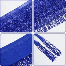 Sequin Belly Dance Scarf Tassel Wrap Sparkly Fringe Skirt With Pair Heart Party Rave Costume Women - Royal Blue - View 5