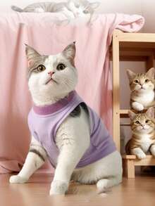 Lightweight Breathable Elastic Cat Spay/Neuter Suit, Summer, Anti-Lick Anti-Scratch Post-Surgery Wear - Multicolor - View 9