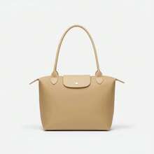 Large Capacity Foldable Women's Shoulder Bag: Waterproof Nylon, For Everyday Work, Spacious And Versatile For Travel, Lightweight, Compact And Durable Medium Foldable Waterproof Women's Shoulder Bag - 卡其色 - 查看 1