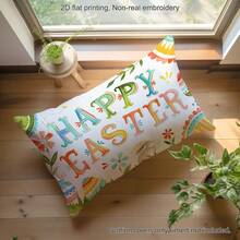 MEMNUN 1pc Easter Bunny & Egg Print Pillow Cover [No Pillow Insert], 11.81*19.71in(30*50cm)/15.75*23.62in(40*60cm), [Single-Sided Print] Easter Bunny Theme Colorful "Happy Easter" Quote Polyester Throw Pillow Case For Sofa, Bed, Living Room, Bedroom, Car, Office, Hotel Decor, Perfect Gift For Family And Friends, All Seasons - Multicolor - View 6