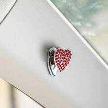 Multi-Purpose Heart-Shaped Crystal Decorative Hooks For Kitchen, Bathroom, Office, Car, Girly Style With Rhinestones