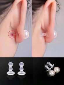 30pcs/50pcs Earring And Stud Plugs Handmade DIY Jewellery Accessories Anti-Slip, Anti-Loss Silicone Ear Plugs Silicone Ear Plugs For Drop Prevention And Puncture Protection Piercing Backing Sets For Lollipop Ears, Large Earrings, Piercings, And Earring Changes - Transparent - View 2