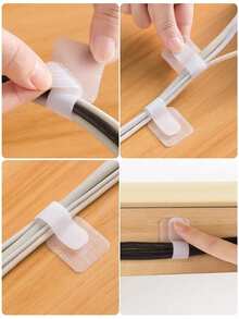 1/5/20/30/100pcs Nylon Cable Clips, Self-Adhesive Cable Clamps, Under Desk Cable Management, Multi-Purpose Cable Ties, Suitable For Home And Office, Cable Organizer, Desktop Cable Management, Computer Cable Ties, Cable Sleeves, For Cable Management And Organization - Cable Ties For Cord And Cable Storage, Applicable To Desktops, Computer Wiring And Electrical Applications - White - View 6
