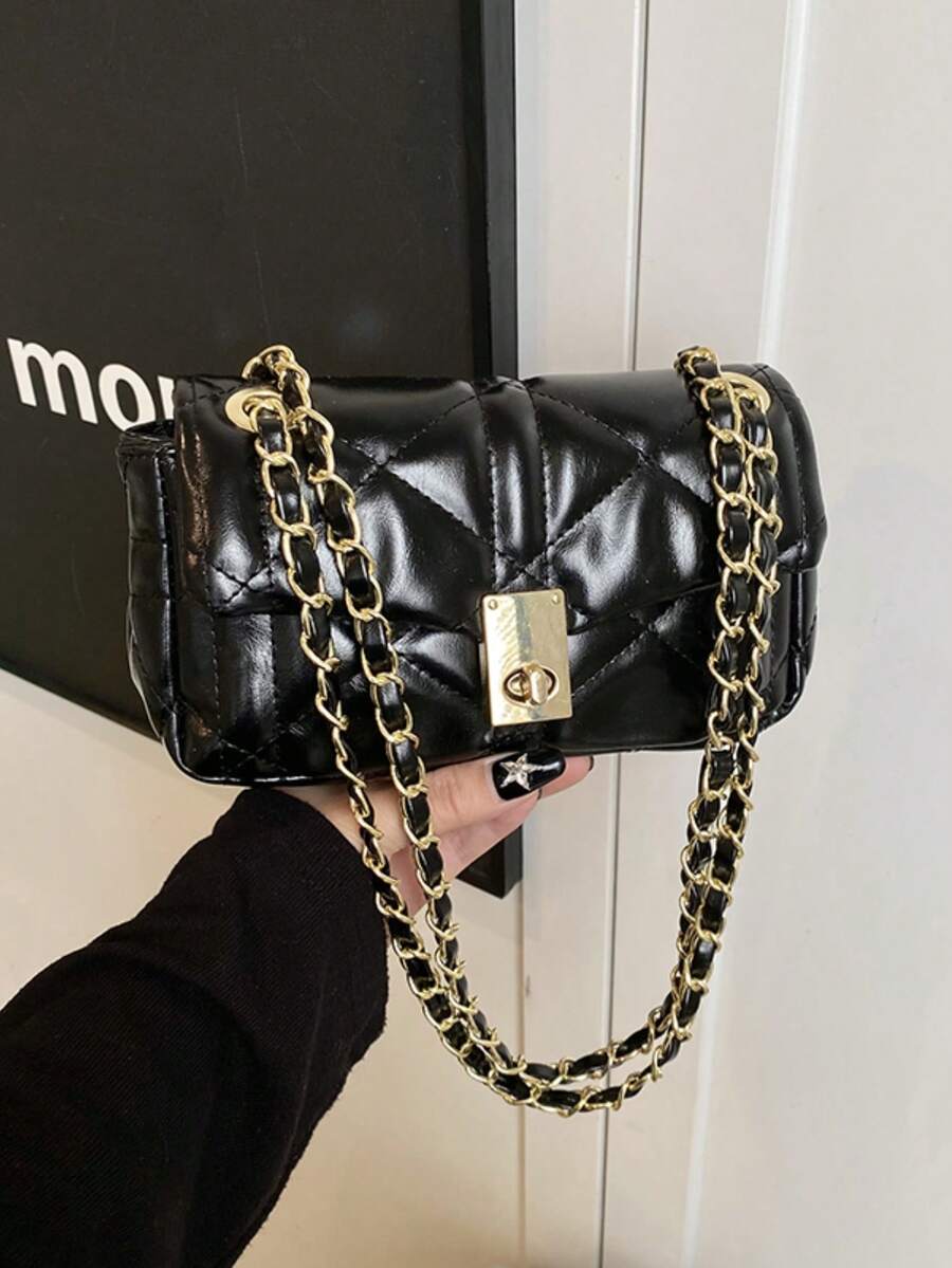 Non-Mainstream Chain Shoulder Bag, Women's New Lightweight Luxury Niche High-End Commuter Square Bag - Black - View 1