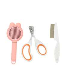 3pcs Pet Grooming Set: Cat/Dog Brush, Flea Comb, Nail Clipper - Multicolor - View 7