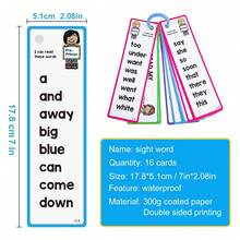 Lachilly 16 PIEZAS Tarjetas de aprendizaje de 220 palabras de uso frecuente, Tarjetas de vocabulario en inglés, Juguetes educativos de juegos cognitivos para niños, Materiales didácticos Montessori - Multicolor - Ver 4