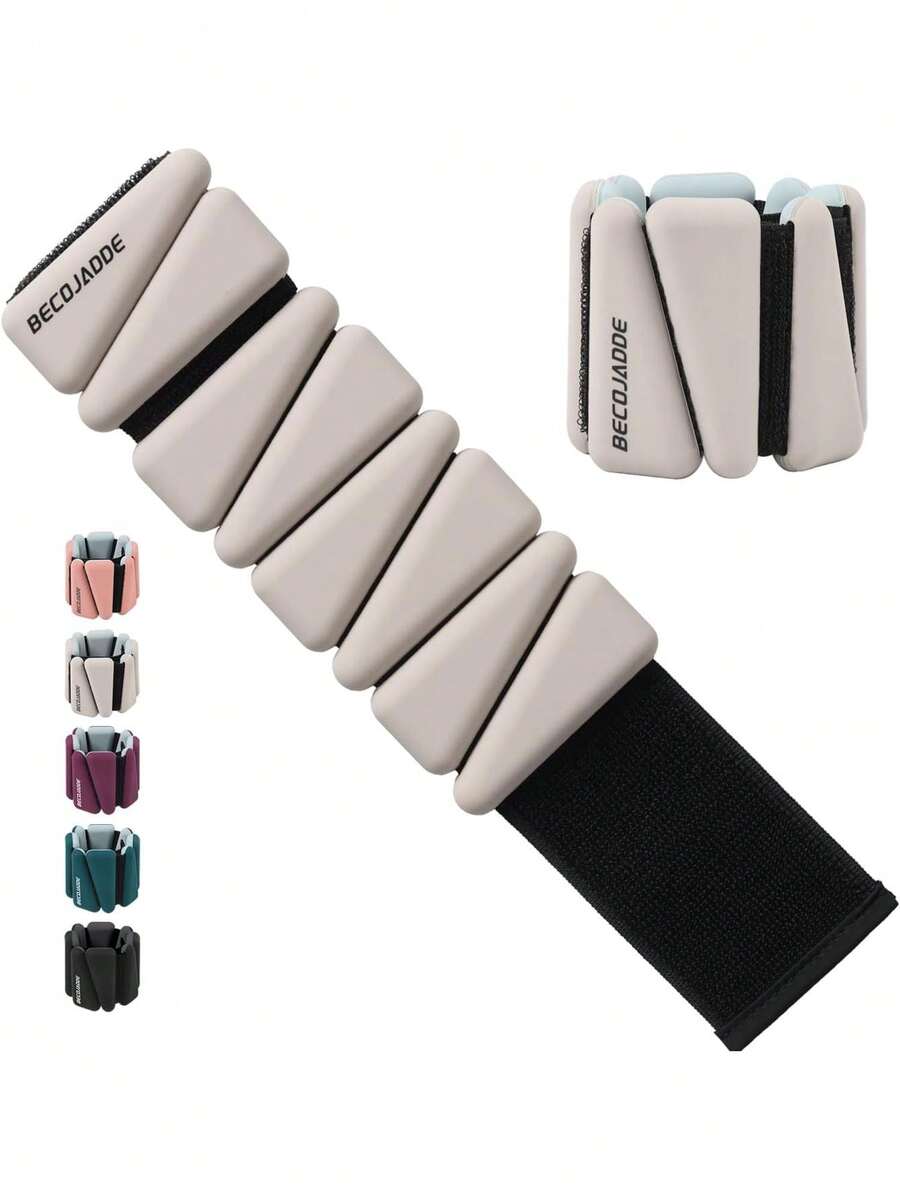 Ankle Weights Set Of 2 (1 Lb/2 Lb/3 Lb Each) Adjustable Wrist Weights For Women Men Wearable Arm Leg Weight For Pilates, Running, Walking, Workout, Yoga,39832596 - Màu be - Xem 1