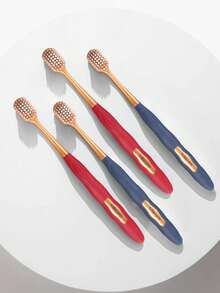 5支装宽双刷毛防滑硅胶手柄牙刷套装，高性价比家用装，与大型超市同款 - 彩色 - 查看 6
