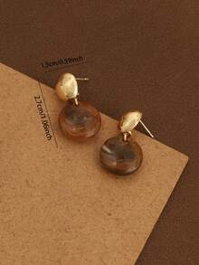 1对优雅几何琥珀渐变耳环，高贵时尚（颜色和纹理渐变随机搭配，以实物为准） - 琥珀色 - 查看 5