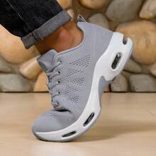 Men's Fashionable Sports Shoes With Air Cushion Running Shoes, Anti Slip And Breathable Running Shoelaces And Arch Support, Suitable For Daily Fitness, Sports, And Commuting - 灰色 - 查看 6