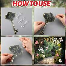 Soulchen 20 Pcs Wonderland Tea Party Decoration Paper Chair Skeleton Key And Poker Card Hanging Banner Wonderland Garland Decoration Background For Birthday Baby Shower Party Supplies - ColorE - 查看 3