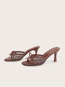 Women's 2025 New Fashion Rhinestone Embellished Comfortable Thong High Heel Sandals - Brown - View 3