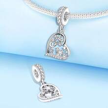 CYMYSS 1 件圣诞雪花铃铛吊坠珠，镀铜银材质，镶嵌立方氧化锆，女士吊坠饰品，冬季及圣诞节节日珠宝礼物