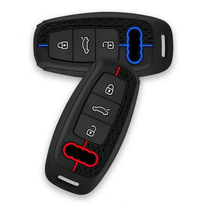 Premium siliconen hoesje voor slimme autosleutels voor Audi A3 8Y A4 A6 A7 A8 E-Tron Q5 Q8 C8 D5 - Schokbestendig, krasbestendig, kleurvast, nauwkeurige uitsparingen voor een perfecte pasvorm, zachte, duurzame beschermhoes voor in de auto.